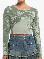 InuYasha Kagome Artwork Girls Crop Long-Sleeve Top