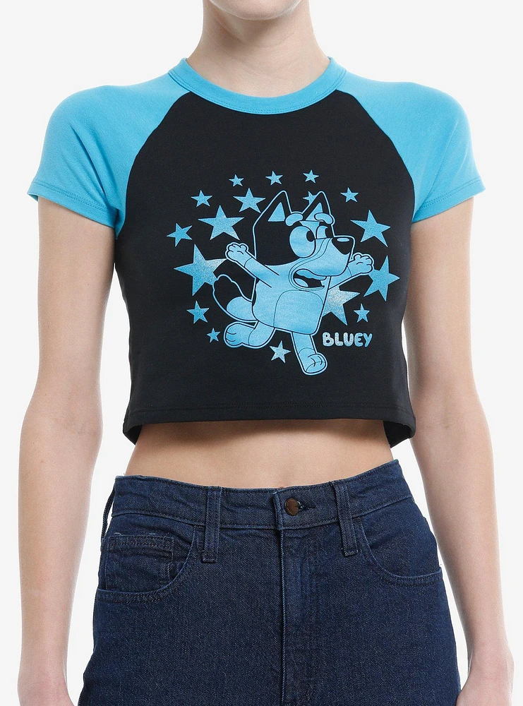 Bluey Star Glitter Girls Baby Raglan T-Shirt