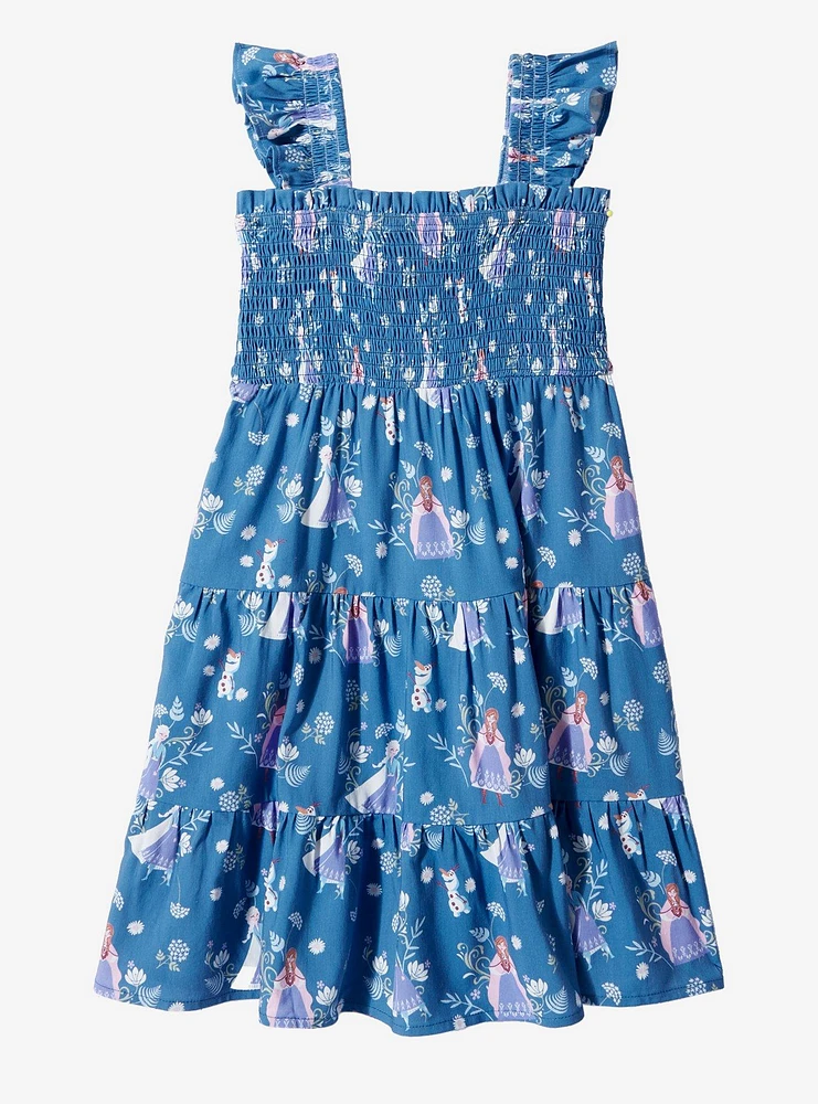 Disney Frozen Anna & Elsa Allover Print Toddler Ruffle Dress - BoxLunch Exclusive