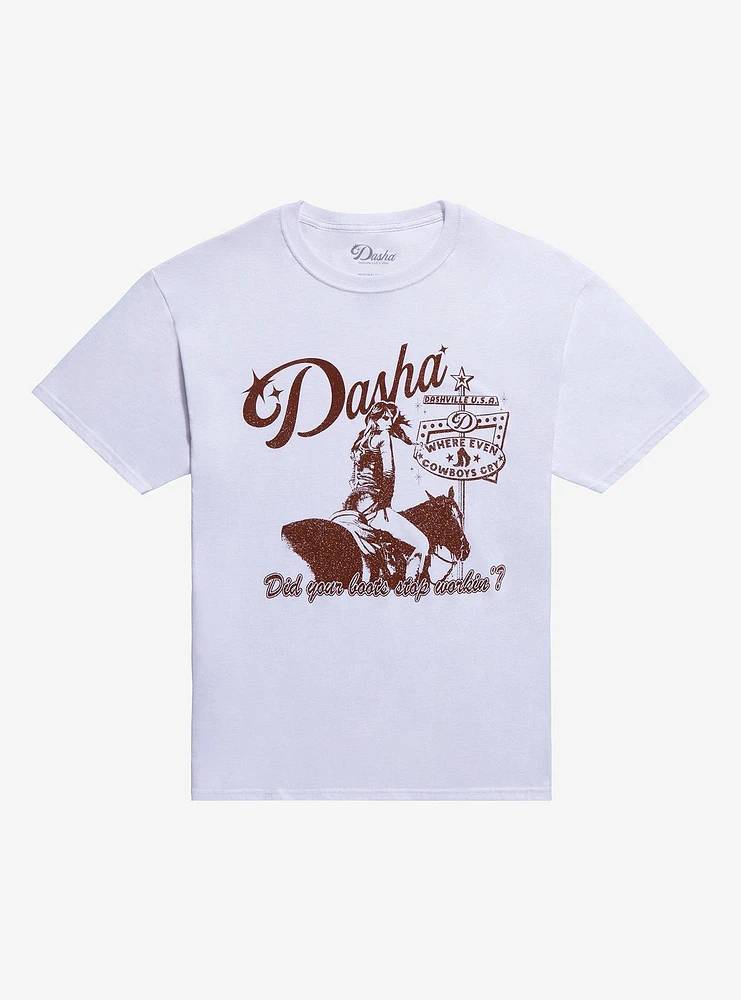 Dasha Boots Stop Workin' Boyfriend Fit Girls T-Shirt