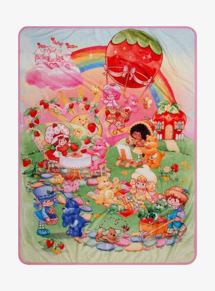 Strawberry Shortcake X Care Bears Friends Throw Blanket