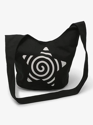 White Spiral Star Black Crossbody Bag