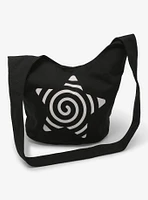 White Spiral Star Black Crossbody Bag