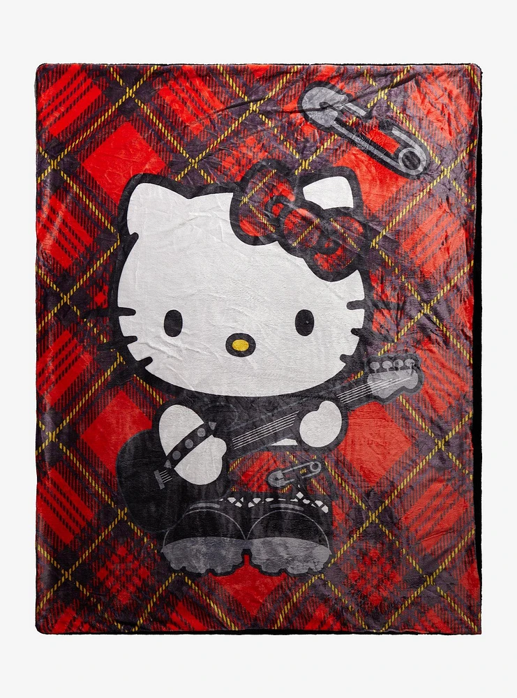 Hello Kitty Punk Plaid Throw Blanket