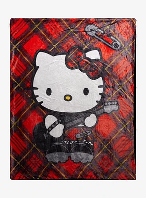 Hello Kitty Punk Plaid Throw Blanket