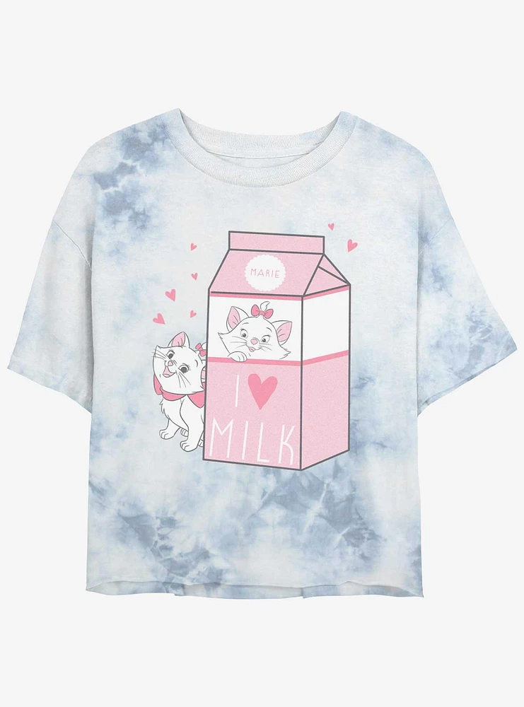 Disney The Aristocats Marie Milk Girls Tie-Dye Crop T-Shirt