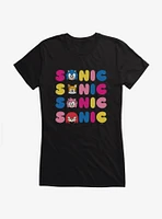 Sonic The Hedgehog Name Stack Friends Girls T-Shirt