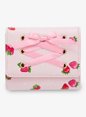 Strawberry Shortcake Strawberries Lace-Up Mini Flap Wallet