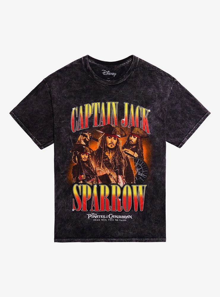 Disney Pirates Of The Caribbean: Dead Men Tell No Tales Jack Sparrow Collage Dark Wash T-Shirt