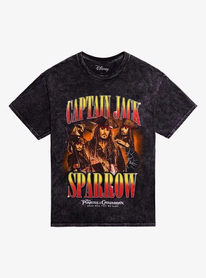 Disney Pirates Of The Caribbean: Dead Men Tell No Tales Jack Sparrow Collage Dark Wash T-Shirt