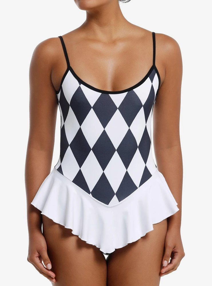 Black & White Argyle Girls Body Suit