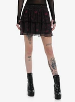 Cosmic Aura Pink Moth Mesh Tiered Skirt