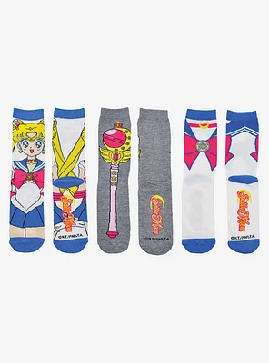 Sailor Moon 3 Pair Crew Sock Bundle