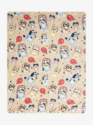 Bluey Characters Balloon Fleece Throw