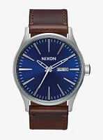 Nixon Sentry Leather Blue / Brown Watch