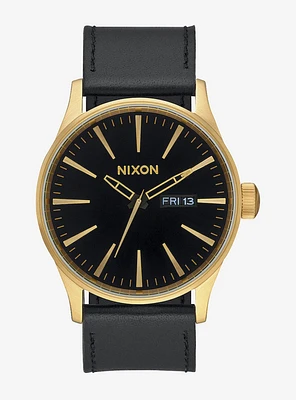 Nixon Sentry Leather Gold / Black Watch