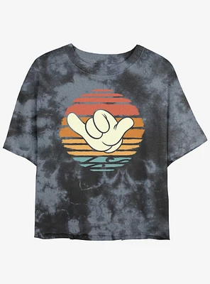 Disney Mickey Mouse Hang Loose Sunset Girls Tie-Dye Crop T-Shirt