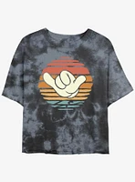 Disney Mickey Mouse Hang Loose Sunset Girls Tie-Dye Crop T-Shirt