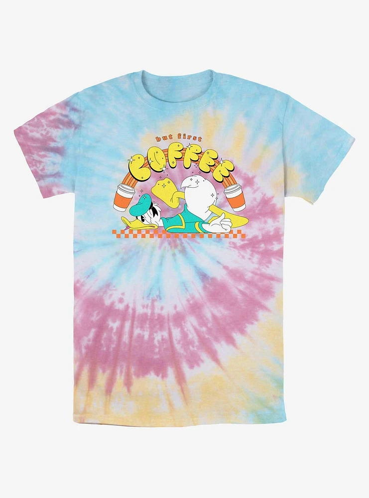 Disney Donald Duck But First Coffee Tie-Dye T-Shirt