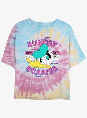 Disney Donald Duck Sunday Scaries Girls Tie-Dye Crop T-Shirt