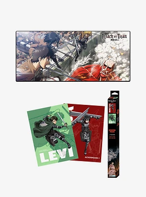 Attack on Titan XXL Mousepad and Boxed Poster Bundle