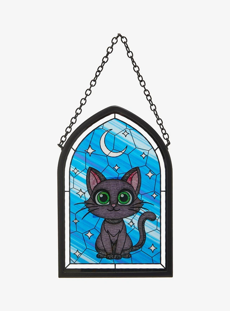 Black Cat Stained Glass Wall Art