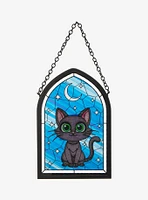 Black Cat Stained Glass Wall Art