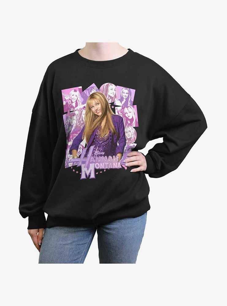 Hannah Montana Portrait Collage Womens Oversized Sweatshirt