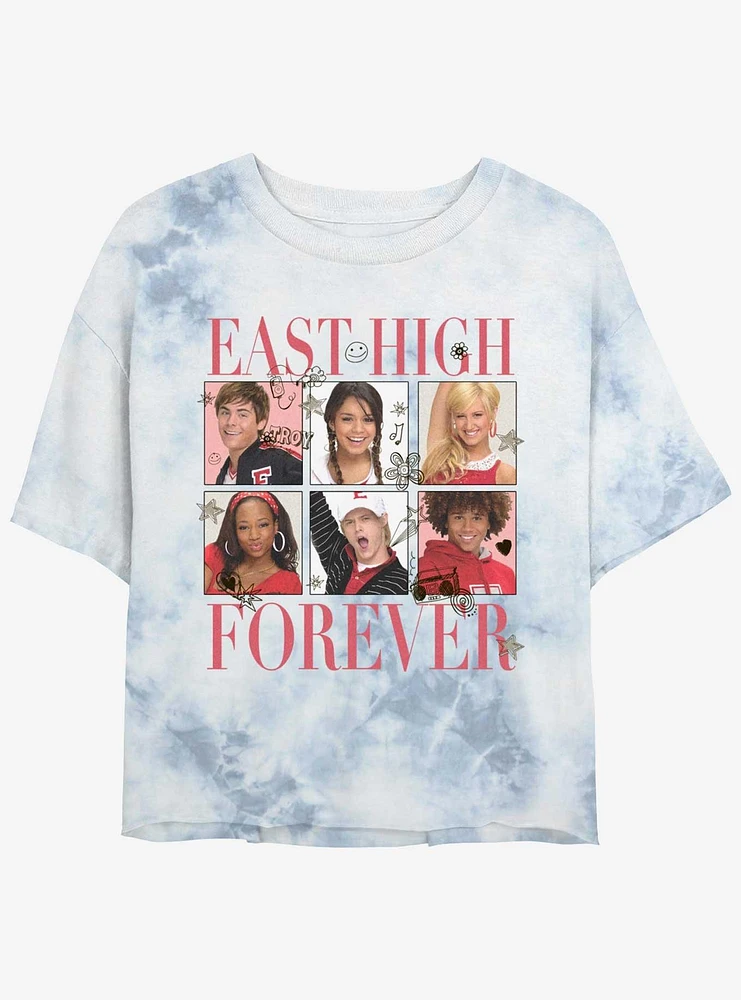 High School Musical East Forever Tile Portraits Tie Dye Crop Girls T-Shirt