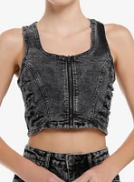 Black Washed Denim Corset