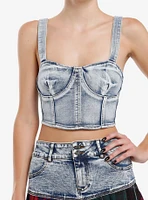 Light Acid Wash Denim Girls Corset Top