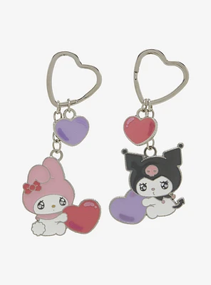 Sanrio My Melody and Kuromi Heart Multi Charm Keychain Set