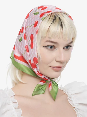 Cherry Gingham Hair Scarf