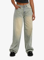 Light Dirty Wash Wide Leg Denim Pants