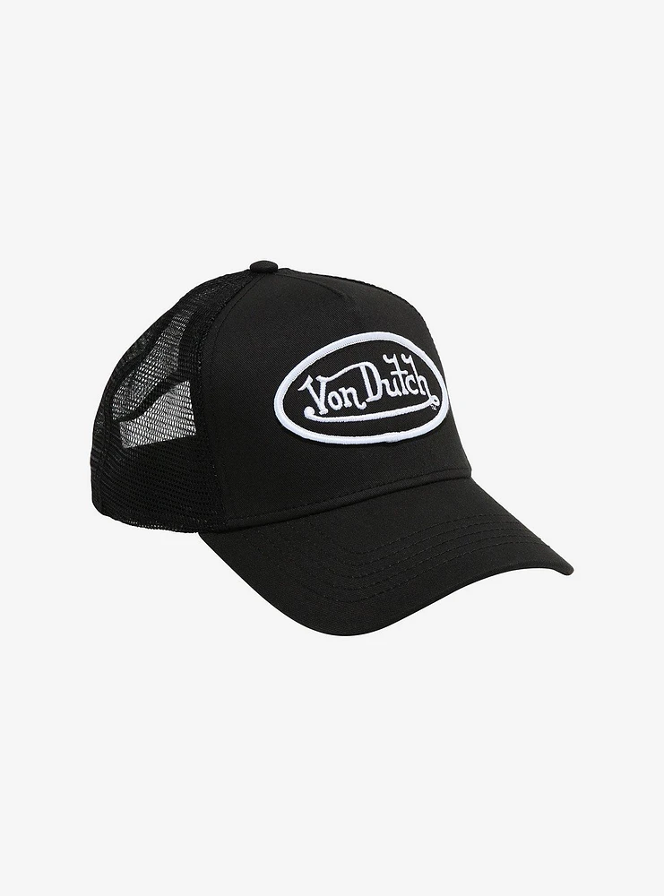 Von Dutch Logo Black Trucker Hat