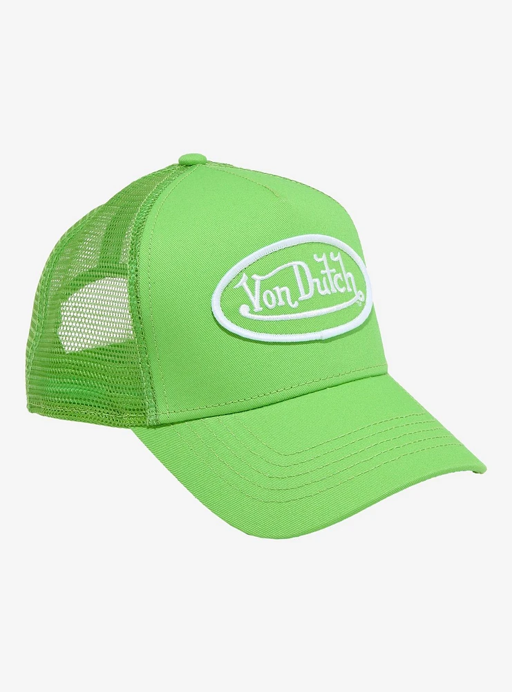 Von Dutch Logo Lime Green Trucker Hat