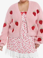 Sweet Society Red Velvet Strawberries Knit Girls Cardigan Plus