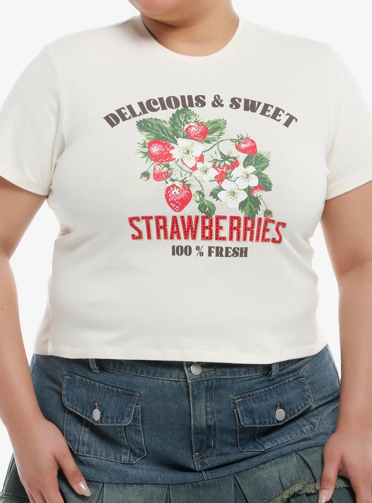 Sweet Society Strawberries Rhinestone Girls Baby T-Shirt Plus