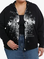 Social Collision Devastation Silver Foil Stars Girls Hoodie Plus