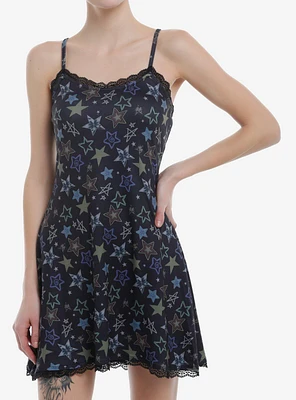 Social Collision Multicolored Stars Cami Mini Dress