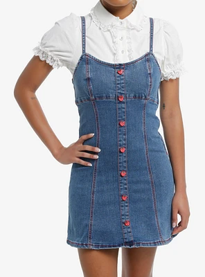 Sweet Society Strawberries Blue Denim Mini Dress