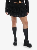 Social Collision Black Lace Ruffle Skort Plus