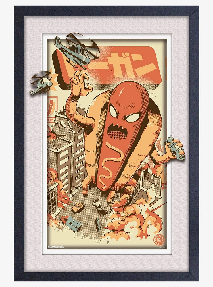 Ilustrata Hotdog Kaiju Plexi Framed Poster