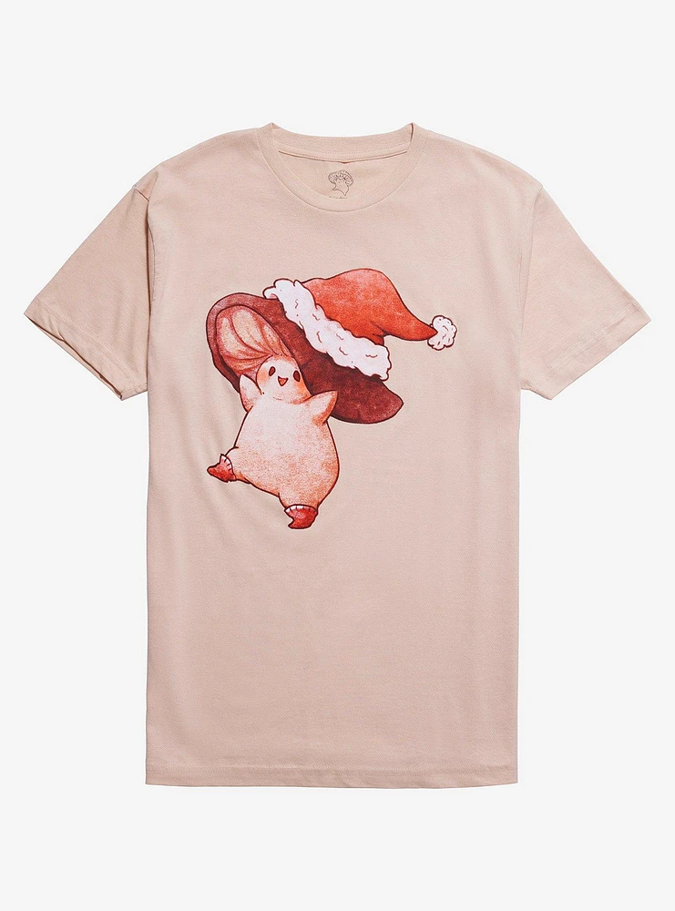 Christmas Mushroom Creature T-Shirt By Fairydrop Art