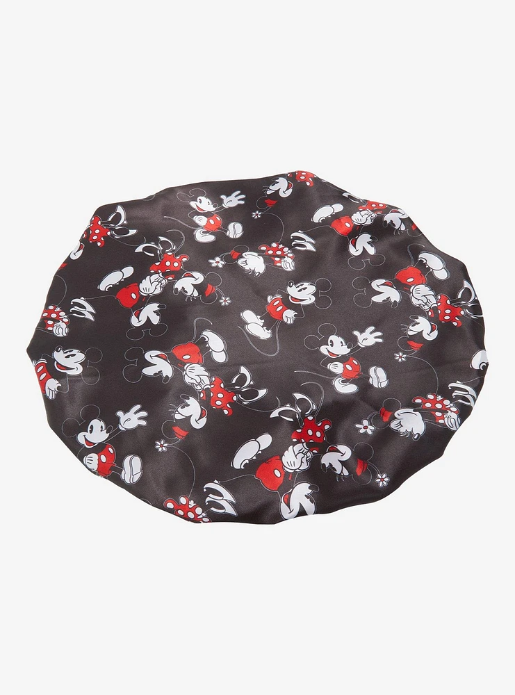 Disney Mickey & Minnie Allover Print Black Satin Bonnet