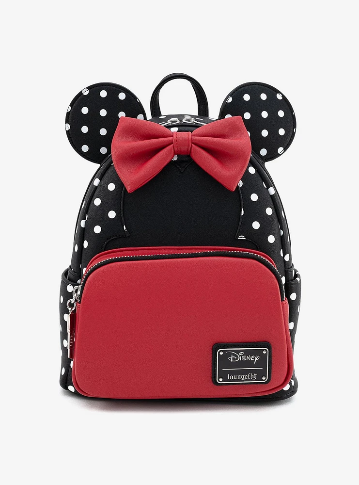 Loungefly Disney Minnie Mouse Dots & Bow Figural Mini Backpack