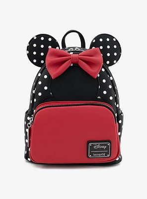 Loungefly Disney Minnie Mouse Dots & Bow Figural Mini Backpack