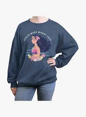 Disney Moana Worry Less Girls Oversized Sweatshirt