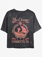 Disney Moana Connect Us Girls Mineral Wash Crop T-Shirt