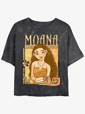 Disney Moana All Smiles Girls Mineral Wash Crop T-Shirt